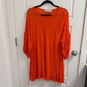 Free People Beach Bright Orange Oversized Tunic Top Size XS‎